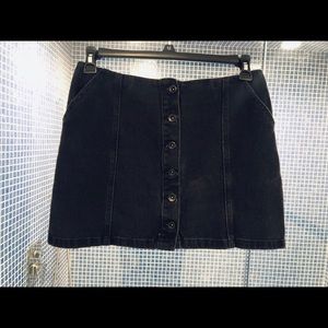 Forever 21 Black Denim Button Down Skirt
